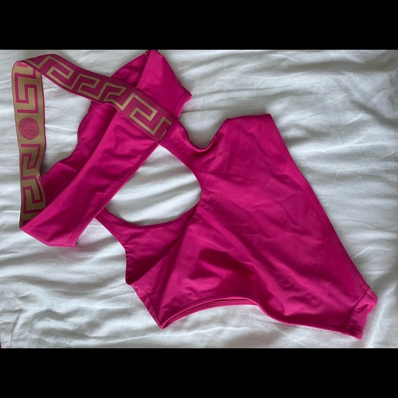 SOLD Versace Pink Greca Border Cutout One Piece Swimsuit - Picture 5 of 7